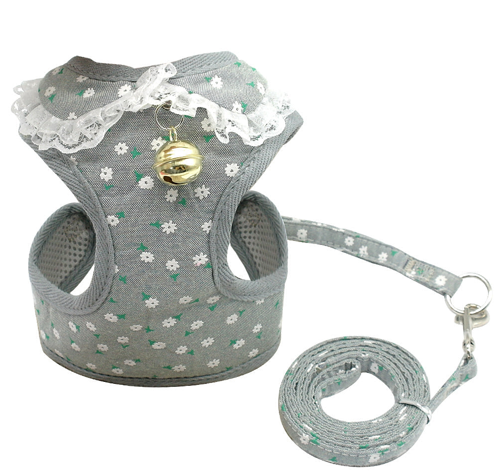 Dog/Cat Bell Harness and Leash Set