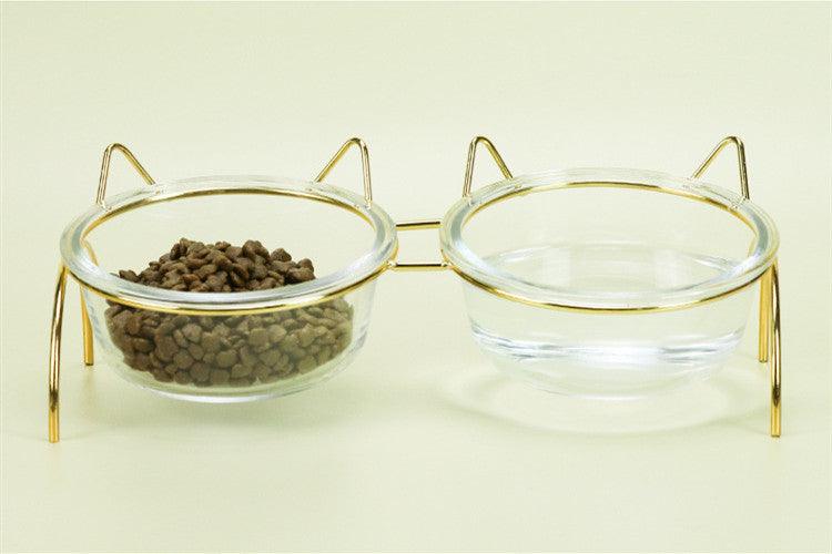 Sparkling Glass Cat Bowl