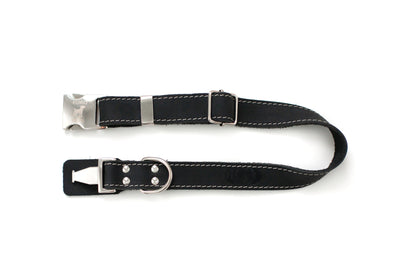 Quick-Release Midnight Black Buckle Leather Dog Collar