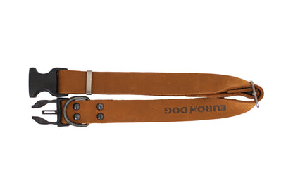 Sporty Earth-Brown Leather Dog Collar