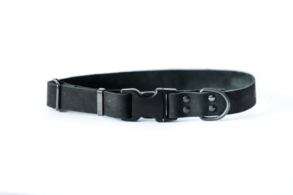Sporty Midnight Black Leather Collar