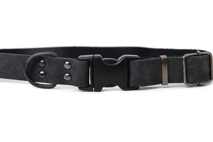 Sporty Midnight Black Leather Collar