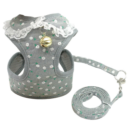 Dog/Cat Bell Harness and Leash Set