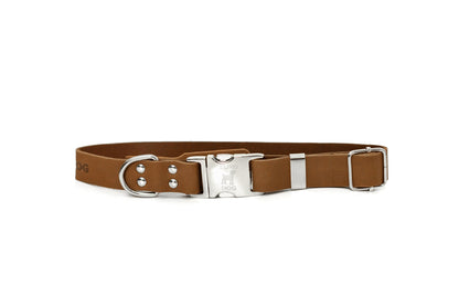 Modern Quick-Release Earth Brown Leather Collar