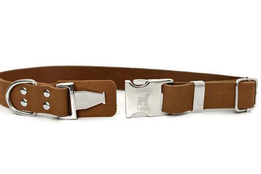 Modern Quick-Release Earth Brown Leather Collar