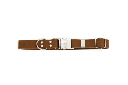 Modern Quick-Release Earth Brown Leather Collar