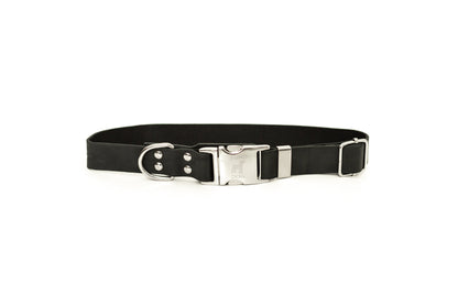 Modern Quick-Release Midnight Black Leather Collar