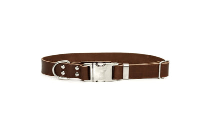 Modern Quick-Release Chocolate Leather Collar