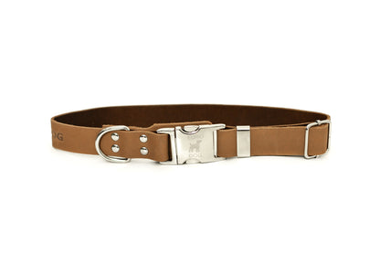 Modern Quick-Release Khaki Leather Collar