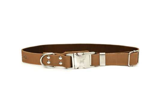Modern Quick-Release Khaki Leather Collar