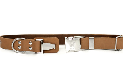 Modern Quick-Release Khaki Leather Collar