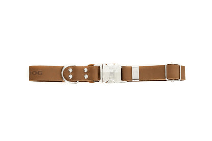 Modern Quick-Release Khaki Leather Collar