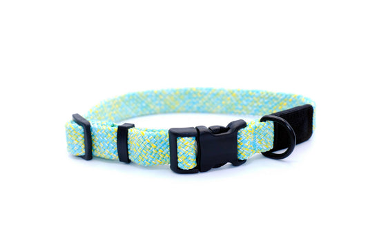 Blue/Yellow Wave Climbing Dog Collar