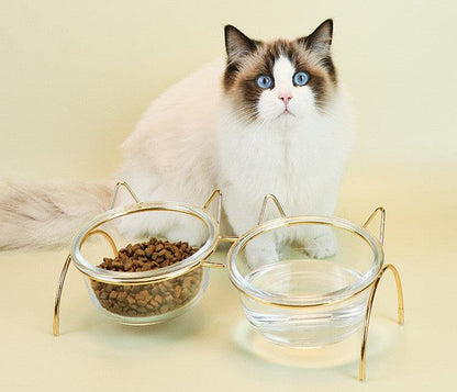 Sparkling Glass Cat Bowl