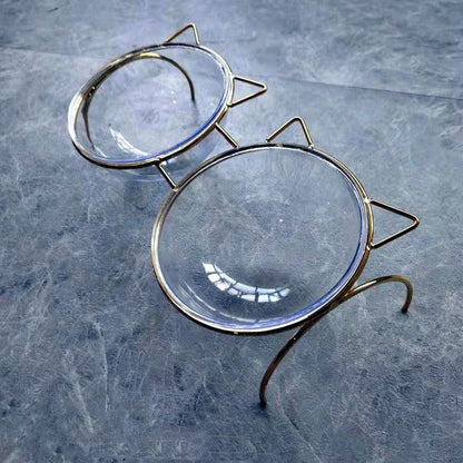 Sparkling Glass Cat Bowl