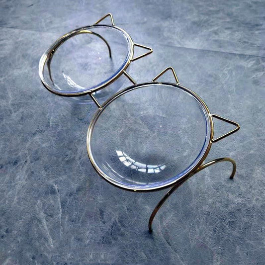 Sparkling Glass Cat Bowl